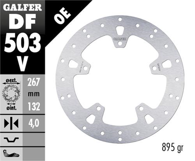 DISCO FRENO MOTO GALFER X MAX / TMAX 267X132  4 MM 5T ( NG 1083)